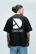 Danari black oversized t-shirt back logo design men minimalist streetwear